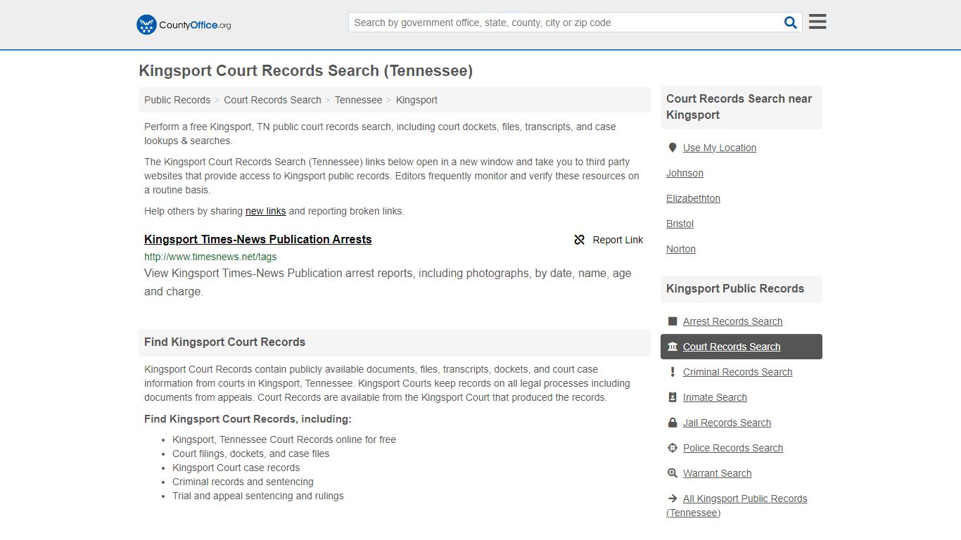 Court Records Search - Kingsport, TN (Adoptions, Criminal, Child ...